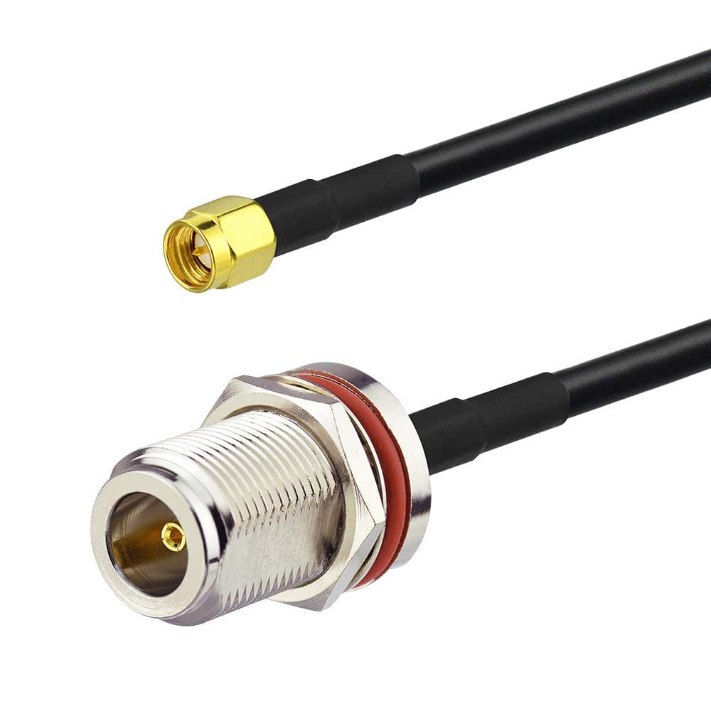 BINGFU SMA オス - N メスバルクヘッドマウント RG58 同軸アダプターケーブル 1フィート 30cm 4G LTE ワイヤレスルーター ゲートウェイセルラー RTL SDR USB ADS-B レシーバーに対応