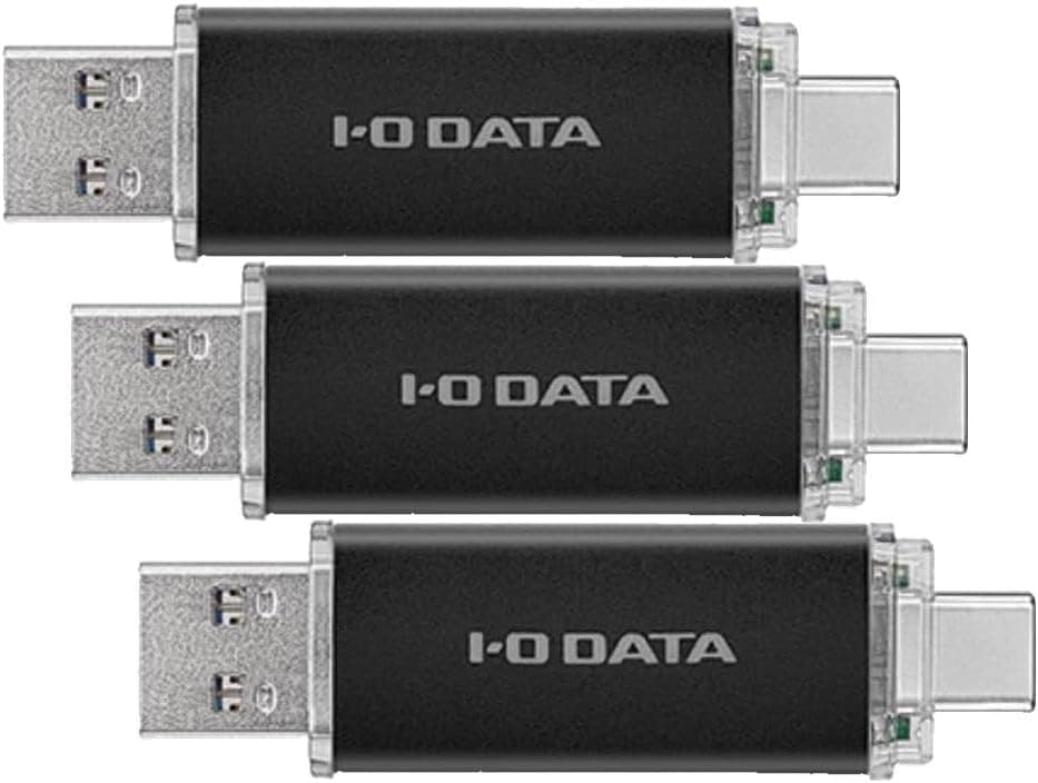 IODATA USBメモリー 64GB Type-A＆Type-C搭載 USB 3.2 Gen 1対応スマホ容量不足 PC データ共有バックアップ日本メーカー ブラック U3C-STD64G