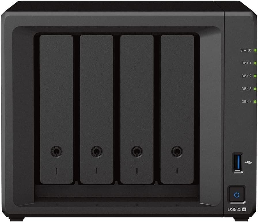 Synology DS923+ 4ベイディスクステーションNAS(AMD Ryzen™ 4スレッドR1600デュアルコア 4GB Ram 2xRJ-45 1GbE LAN-Port) 24TBバンドル 4X 6TB WD Red Plus