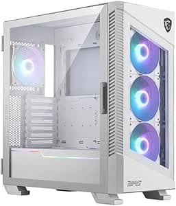MSI MPG Velox 100R ホワイト - ミッドタワーゲーミングPCケース - 強化ガラス製サイドパネル - 120mm ARGBファン x 4 - 最大360mmのラジエーターまで液体冷却サポート - メッシュパネルで最適な通気。