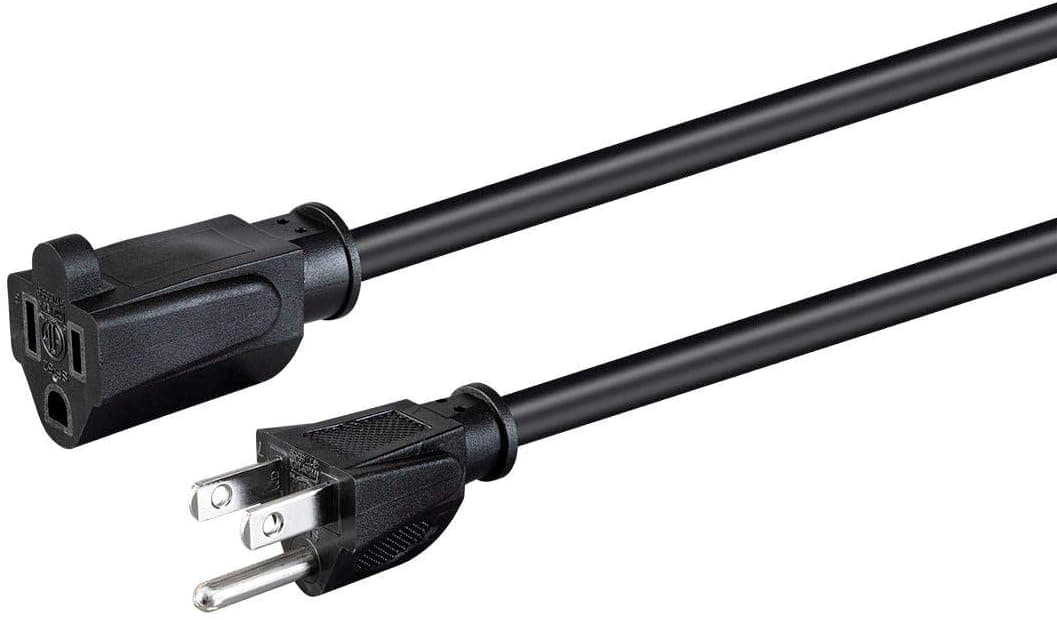Monoprice 延長コード - 15フィート - ブラック NEMA 5-15P - NEMA 5-15R 18AWG 10A SVT 120V
