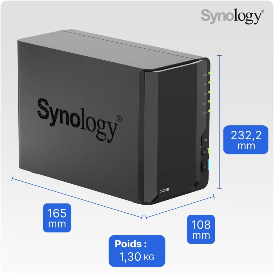 Synology DS224+ 2ベイNASデスクトップ:効率的なストレージソリューション