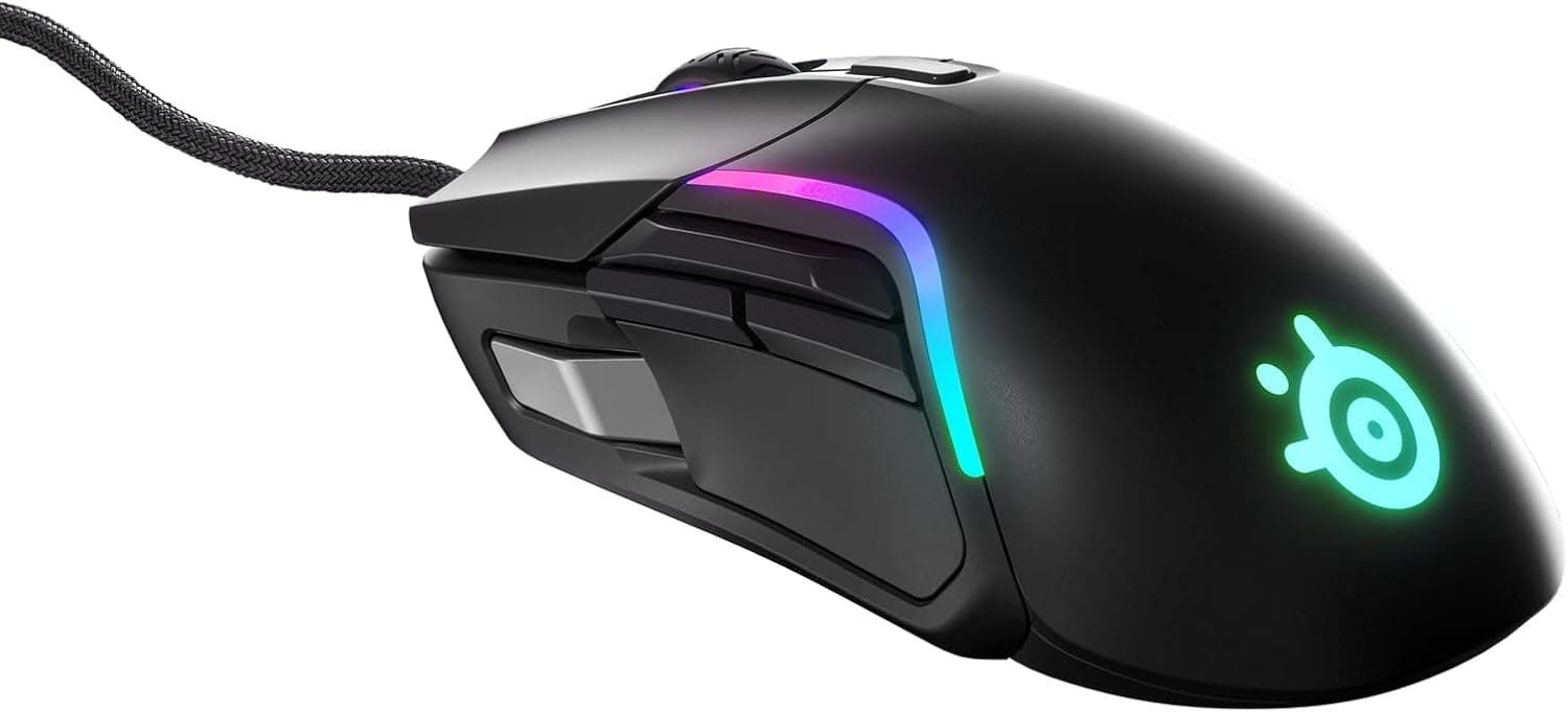 SteelSeries ゲーミングマウス有線超軽量 IP54規格防水防塵 SuperMeshケーブル 10ゾーンRGBイルミネーション Rival 5 62551