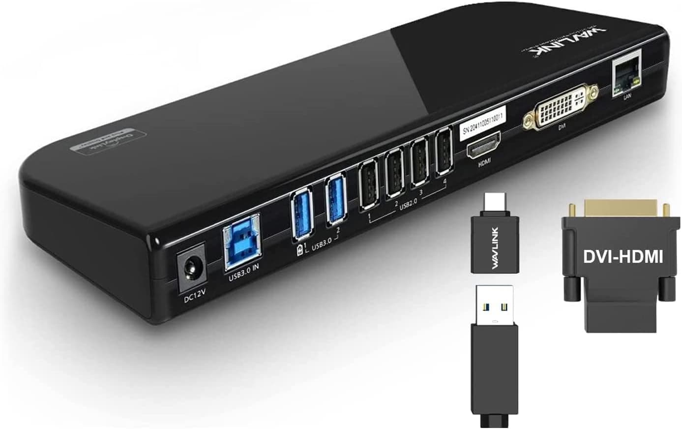 Wavlink USB3.0 ユニバーサル・ドッキングステーション デュアルビデオモニタ