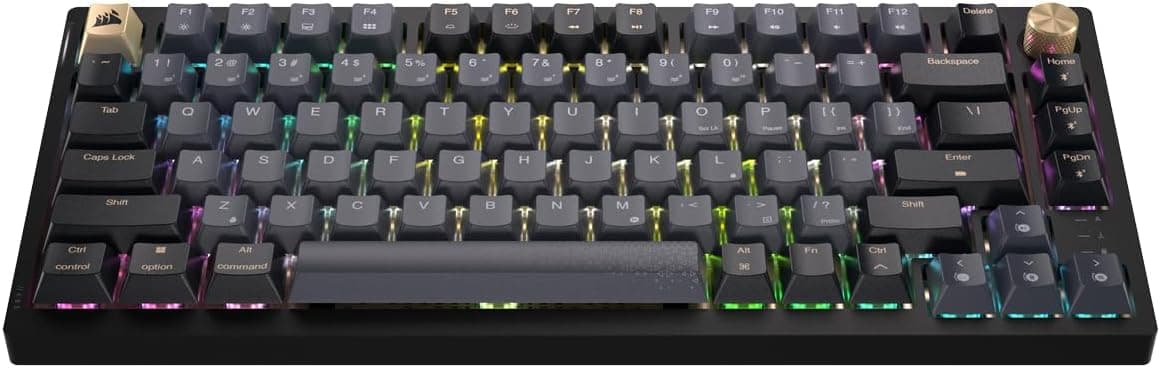 CORSAIR K65 PLUS ワイヤレスゲーミングキーボード 【iCUE対応不可】 75%キーボード 81キー 自社独自リニアスイッチCORSAIR Red採用ホットスワップ可能メディアダイヤル付き英語配列 CH-91D411L-NA