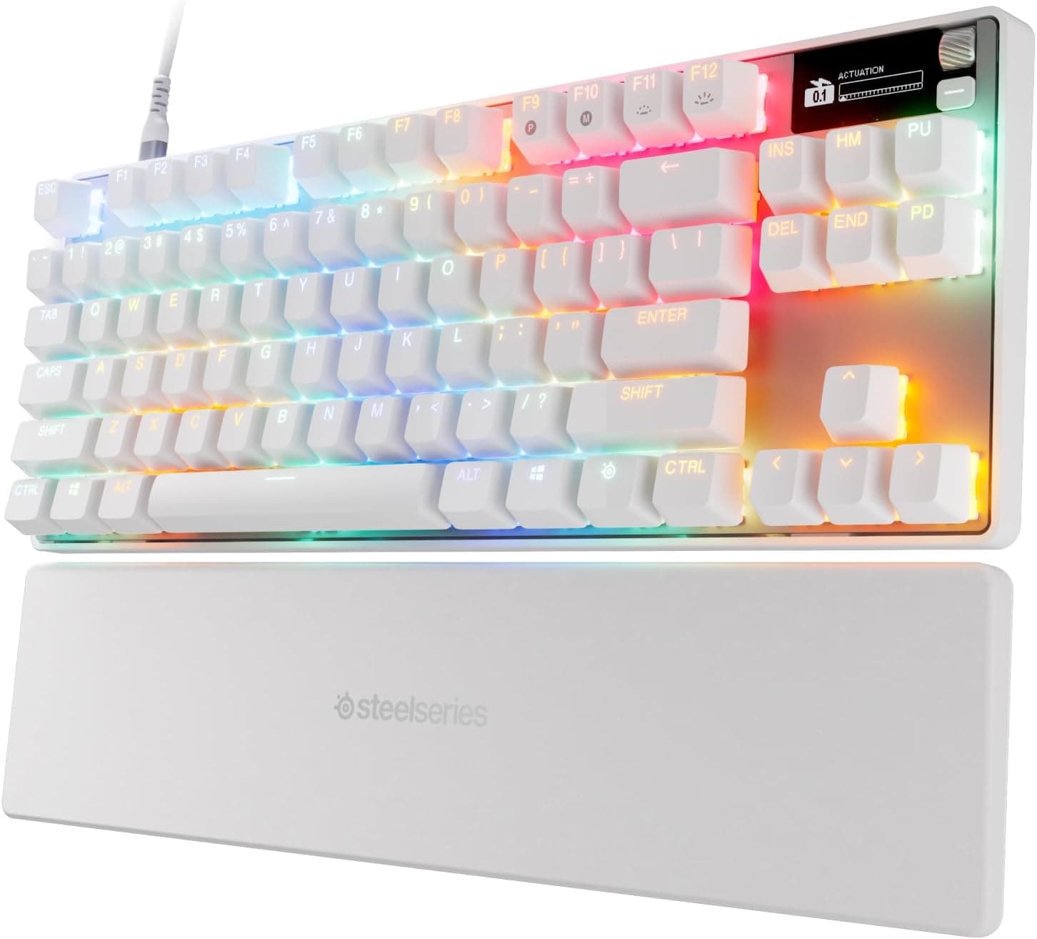 SteelSeries ラピッドタップラピッドトリガー ゲーミングキーボードテンキーレス有線英語配列防音設計磁気ホール効果センサー OmniPointスイッチ有機ELディスプレイ搭載 Apex Pro TKL Gen 3 White US ホワイト 64898