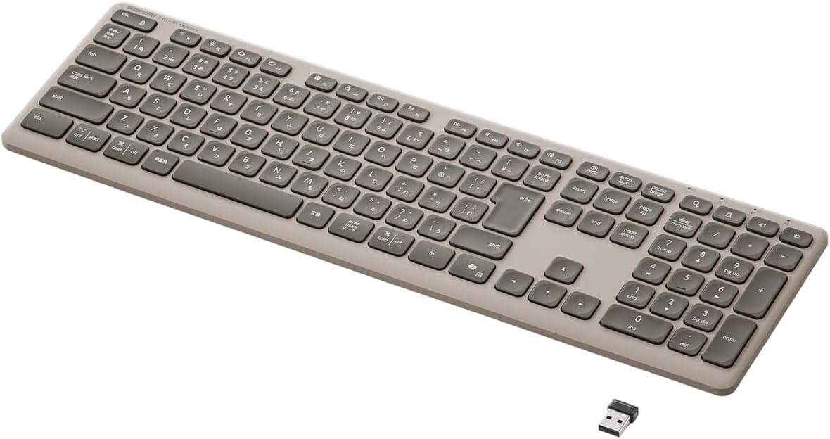 サンワダイレクトキーボード無線 Bluetooth パンタグラフ薄型ワイヤレスフルサイズ充電式ベージュ 400-SKB082BG