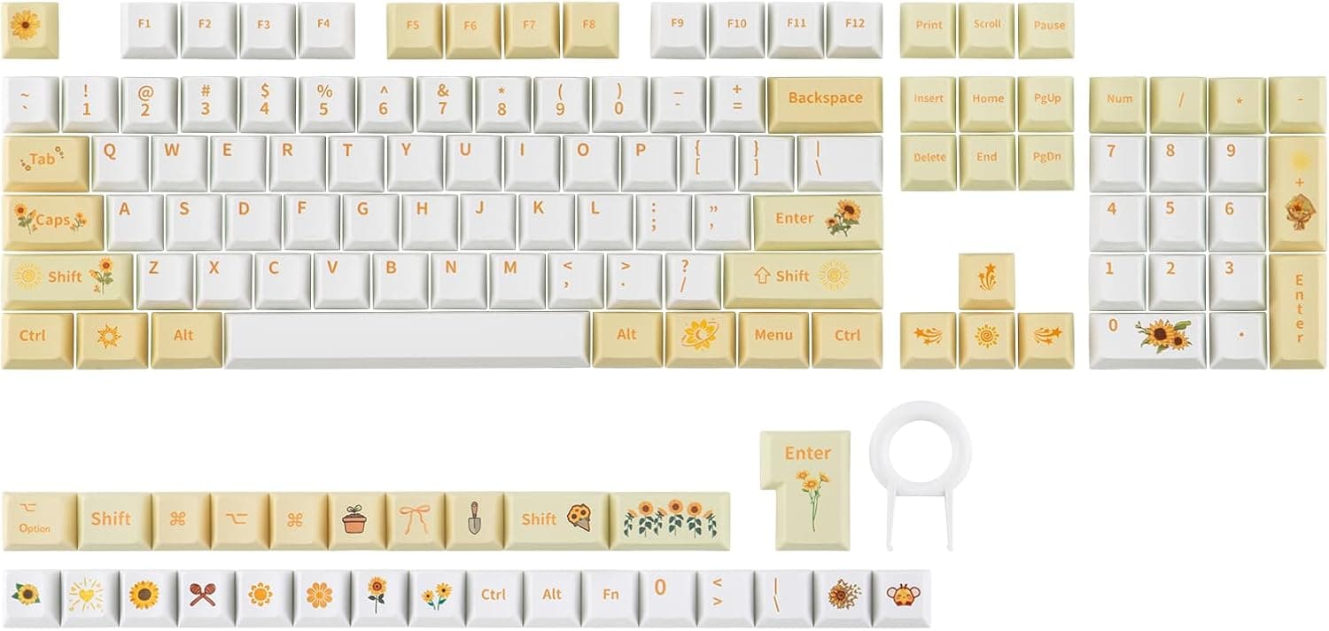 EPOMAKER Sunflower ひまわり PBT キーキャップ 133キー チェリープロファイル熱昇華印刷技術 ISO