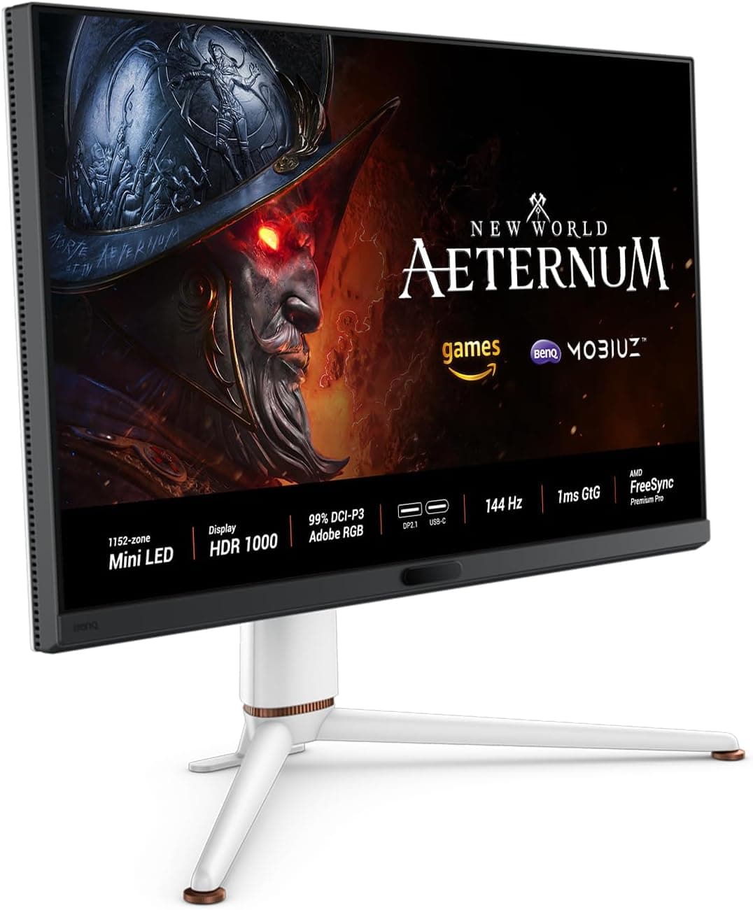 BenQ MOBIUZ EX321UX 32インチ 1152ゾーン Mini LED 4K eARC 144Hz 1ms DP2.1 ゲーミングモニター USB-C HDMI 2.1 99%P3 & Adobe RGB DisplayHDR 1000 Freesync Premium Pro KVM Pixso