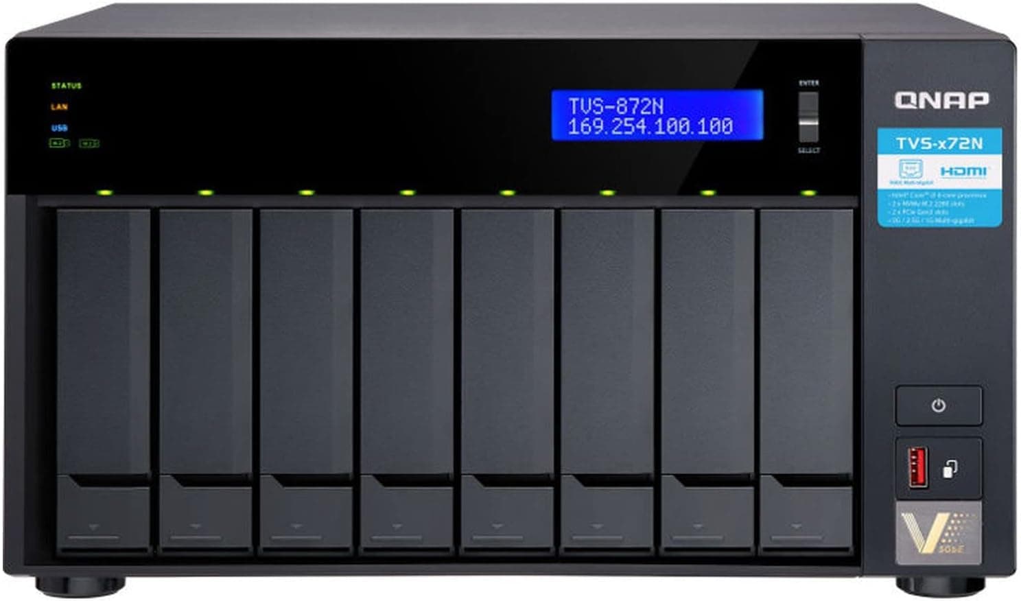 QNAP (キューナップ) TVS-872N 5GBASE-T ポートと第8世代 Intel Core i3プロセッサを搭載 8ベイ NASサーバー