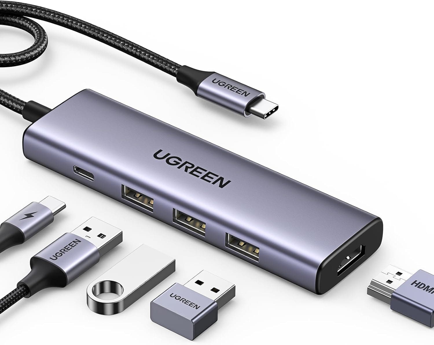 UGREEN 5-IN-1 USB Cハブ 100W PD急速充電 4K HDMI2.0出力