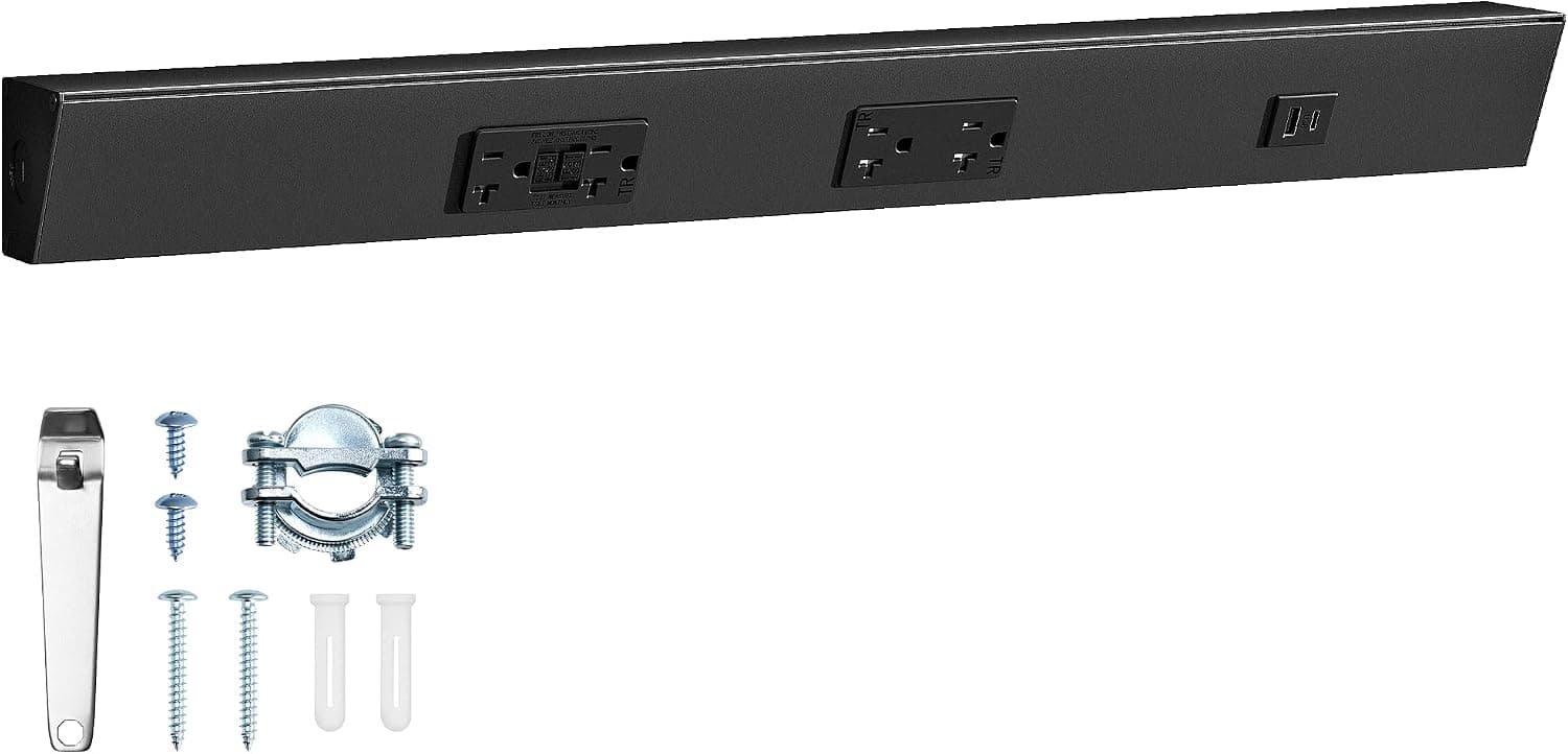 SURAIELEC 61cm キャビネット下コンセントストリップ GFCIコンセント定格2500W