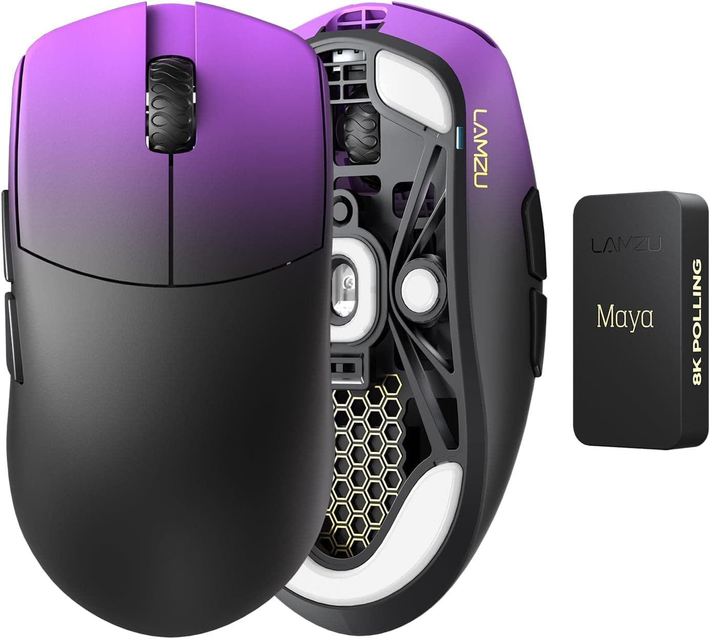 Lamzu Maya Champion Edition ワイヤレスゲーミングマウス超軽量 45g 光学スイッチ Golden TTC防塵エンコーダー Pixart PAW 3950 IC 8K対応 PC
