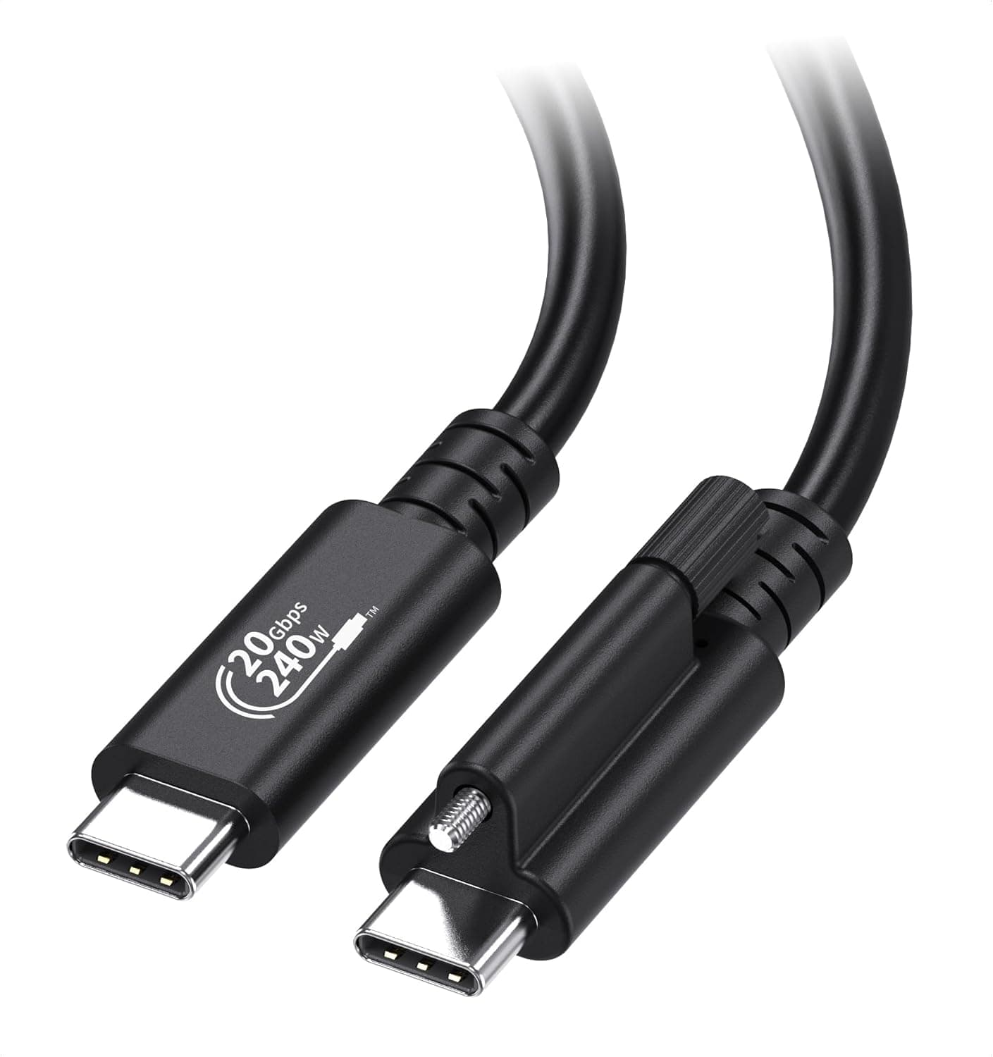 Cable Matters [USB-IF認証] 20Gbps USB4ケーブルトップスクリューロック付き 6.6フィート USB Cケーブルスクリューロック