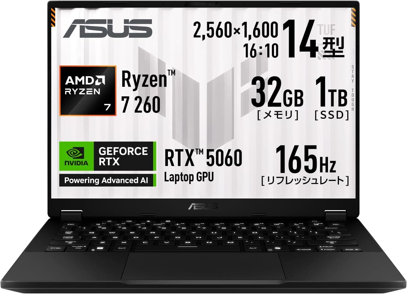 ASUS TUF Gaming A14 FA401UM-R7R5060 14インチ Ryzen 7 260 GeForce RTX 5060 メモリ32GB SSD 1TB