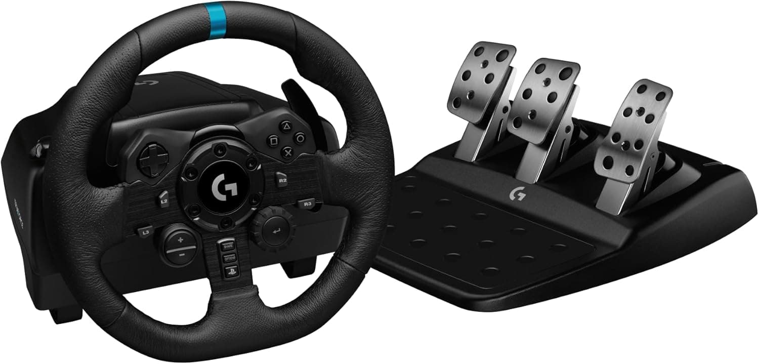 【限定】 Logicool G ハンコン G923d グランツーリスモ7 Forza Horizon 6 動作確認済み PS5 PS4 PC ハンドルコントローラー レーシングゲームフォースフィードバックシステムステアリングブラック国内正規品 1年間メーカー保証 ※限定の壁紙ダウンロード付き