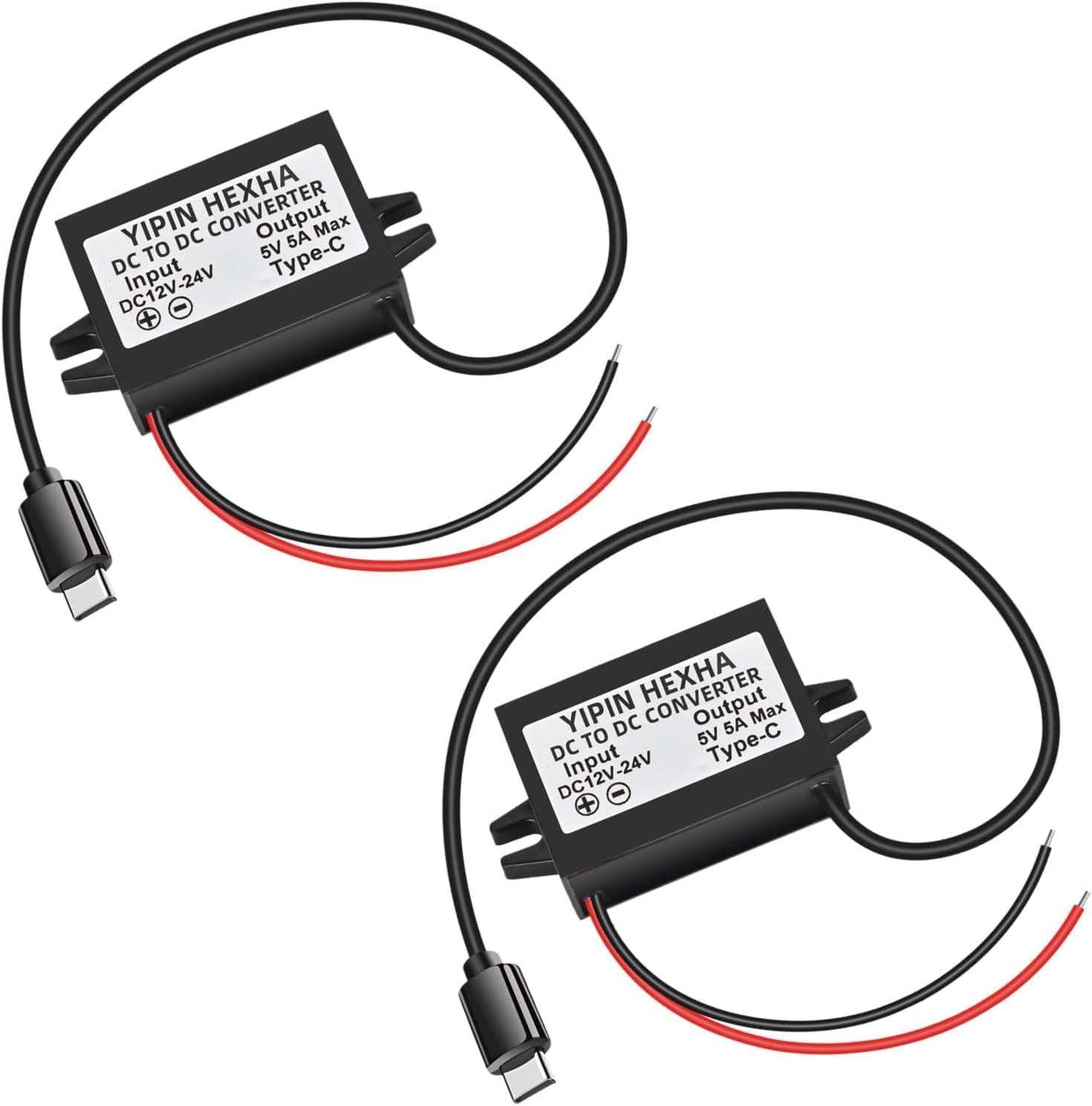YIPIN HEXHA DC 12V/24V対応 USB Type-C降圧コンバーター 2個セット