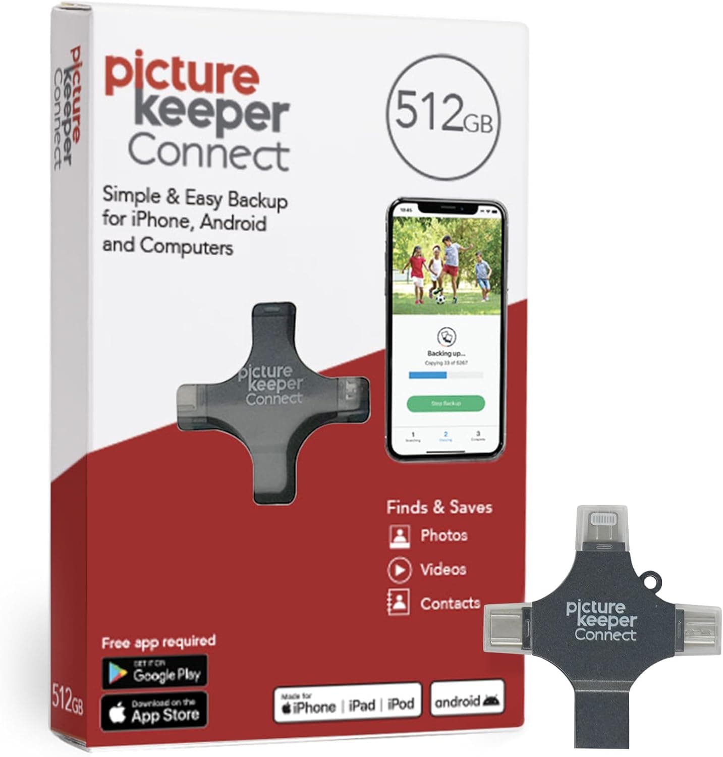 Picture Keeper Connect iPhone Android USB-C PC Mac用 512GB USBバックアップ 写真