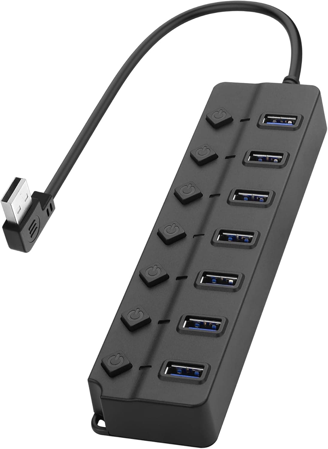 YACSEJAO 90度 USBハブスプリッター USB 2.0 データハブ 個別LEDボタンオン