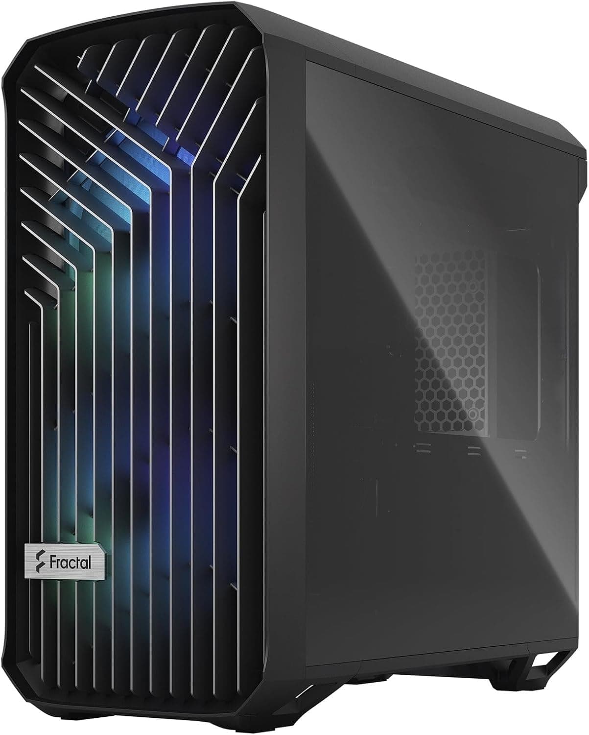 Fractal Design Torrent Compact RGB ブラック - 淡い色合いの強化ガラス製サイドパネル - 最大の空気取り入れ口のためのオープングリル - 180mm RGB PWMファン2個付属 - Type C - ATX Airflow Mid Tower PCゲームケース。