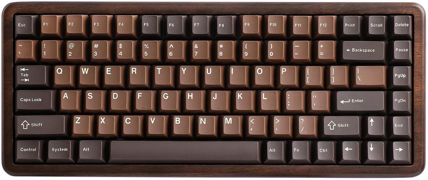 YUNZII WOOD84 ワイヤレスメカニカルキーボード 75%レイアウト木製ゲーミングキーボード BT