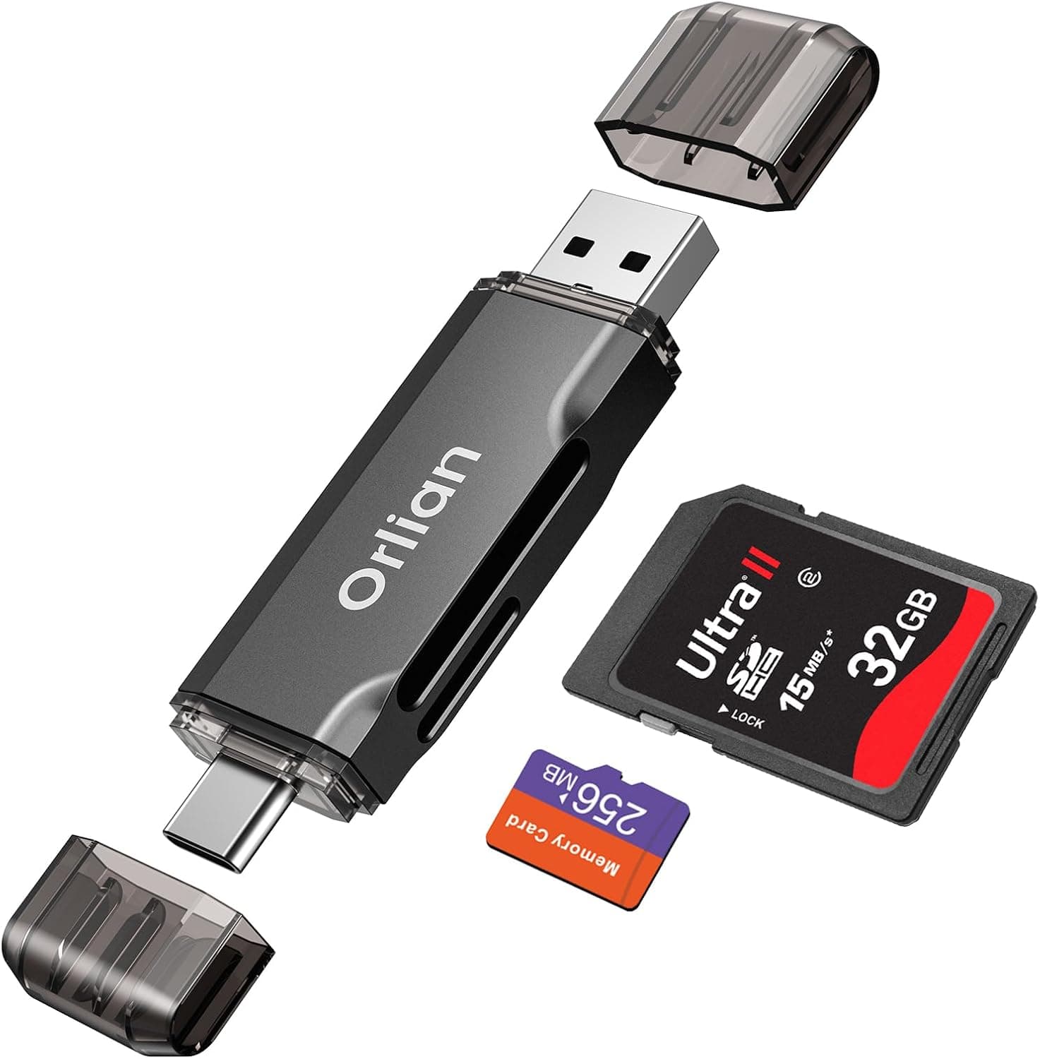 Orlian SDカードリーダー USB 3.0 デュアルUSB A & USB C to Micro SD