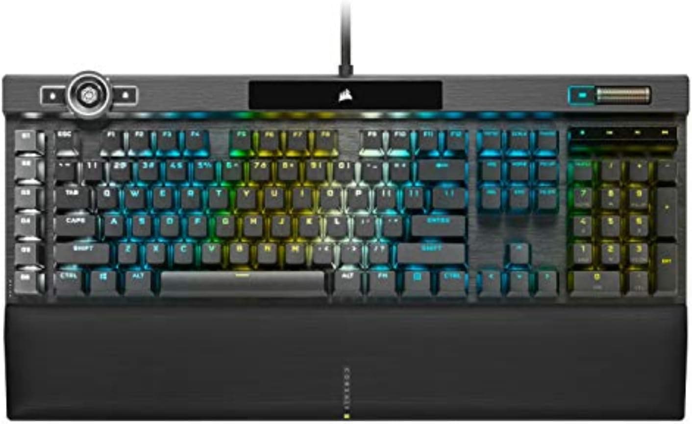 Corsair K100 RGB メカニカルゲーミングキーボード - Cherry MX Speed RGB シルバー キースイッチ - PBT ダブルショットキーキャップ - Elgato Stream DeckとiCUE対応 - QWERTY NA レイアウト - ブラック
