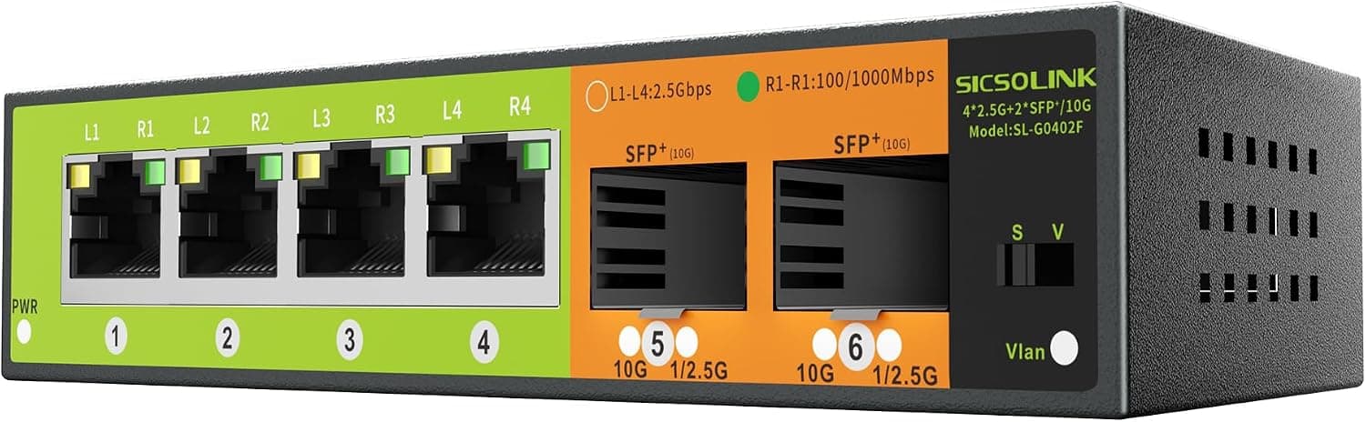 SICSOLINK 6ポート 2.5G SFP+ イーサネットスイッチ