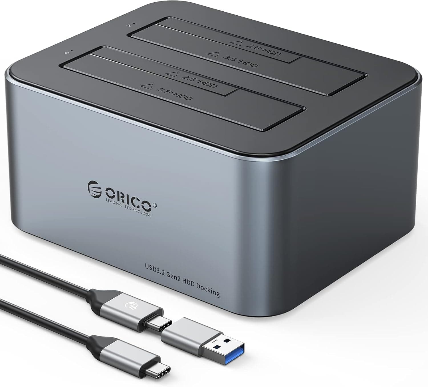 ORICO HDDスタンド USB C to SATA HDDドッキングステーション USB 3.2 Gen 2 アルミ製デュアルベイデュプリケーター 2.5