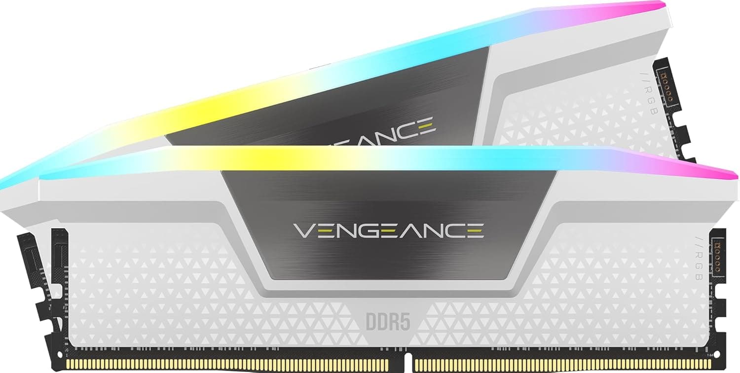 CORSAIR VENGEANCE RGB DDR5 メモリ 32GB(16GB×2)最大6400MHz対応 AMD EXPO &amp; Intel XMP対応 CL36 デスクトップPC用ホワイト CMH32GX5M2B6400Z36W