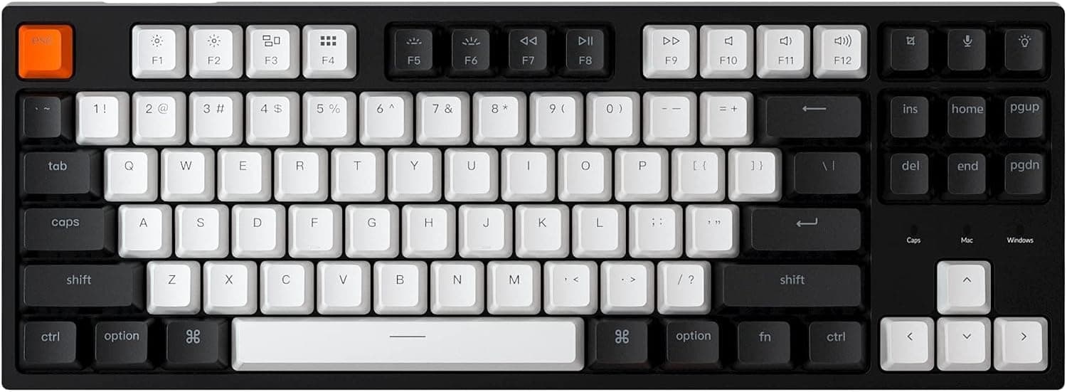 Keychron C1 TKL メカニカル有線ゲーミングキーボード – RGBバックライト付きコンパクトキーボードリニアレッドスイッチ付き Mac&Windows用