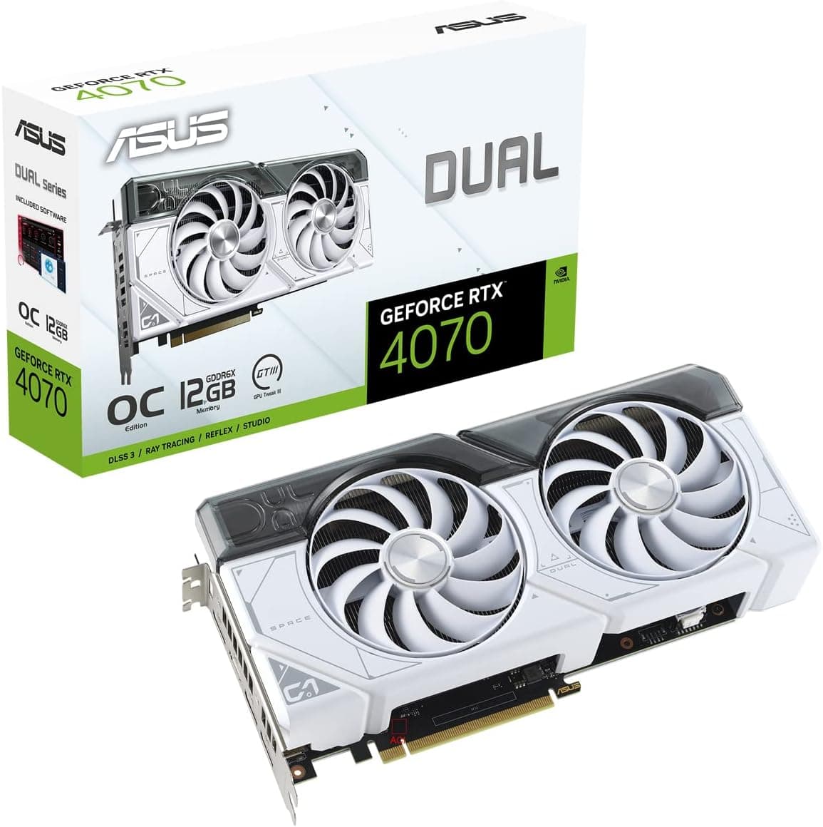 ASUS Dual GeForce RTX 4070 OC ホワイトエディション 12GB GDDR6X ゲーミンググラフィックスカード