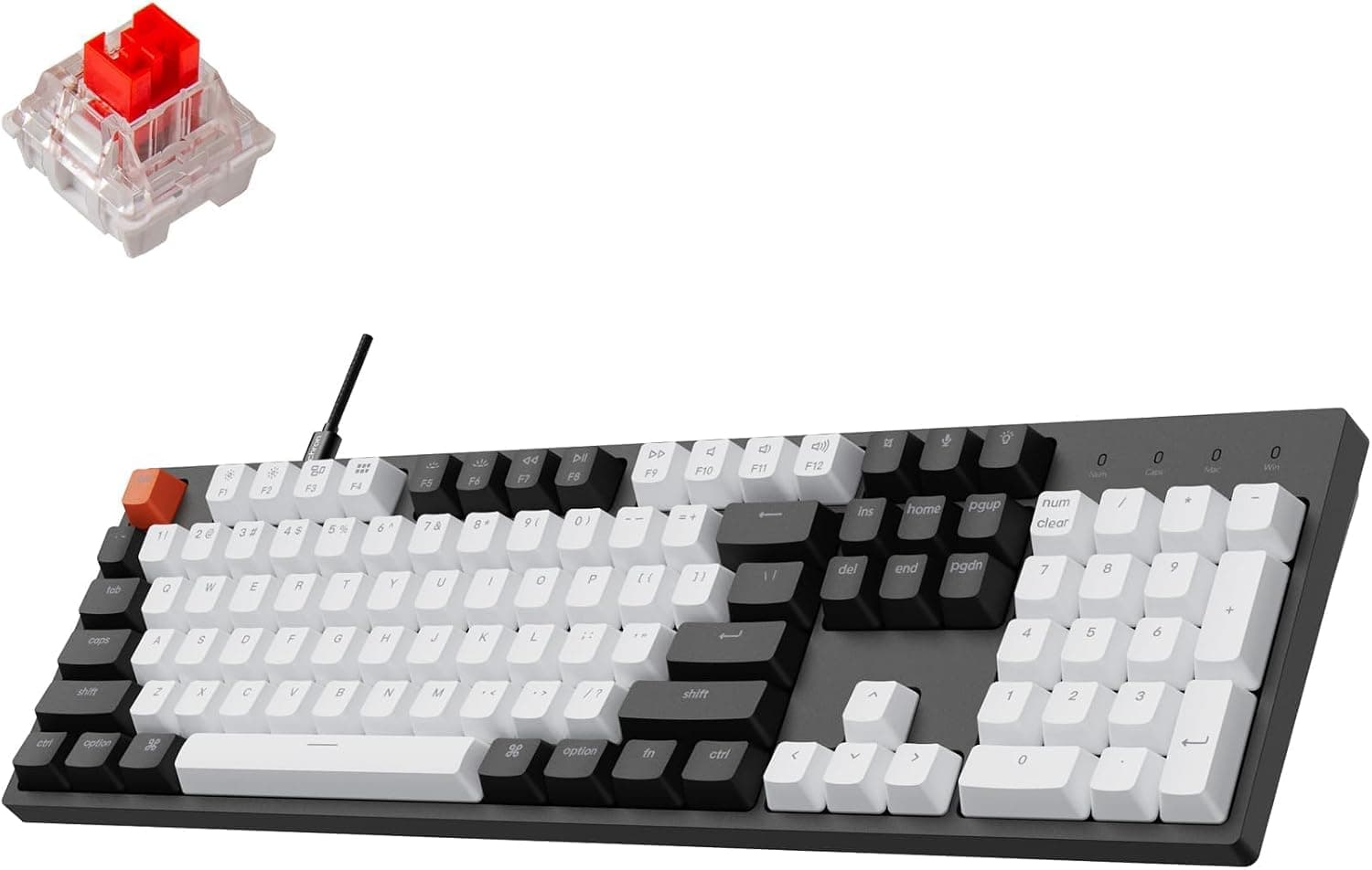 Keychron C2 有線フルサイズキーボード Keychron Red Switch ホワイトバックライト