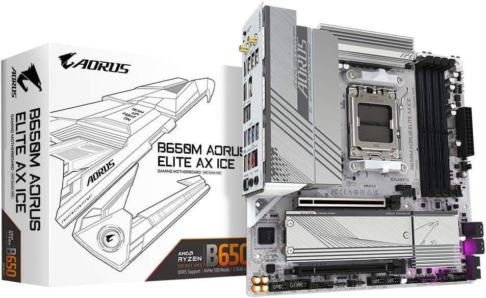 Gigabyte B650M AORUS Elite AX ICE - マザーボード - マイクロATX - ソケット AM5 - AMD B650。
