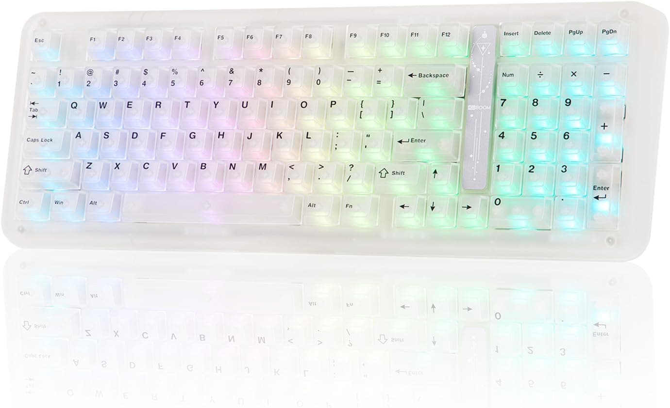 KiiBOOM Phantom98 Lite 96% ワイヤレスゲーミングキーボード VIAプログラマブル対応クリーミーガスケット構造かわいいキーボード 8000mAhバッテリー メカニカルキーボード NKRO ホットスワップ対応 RGBバックライト付き Windows