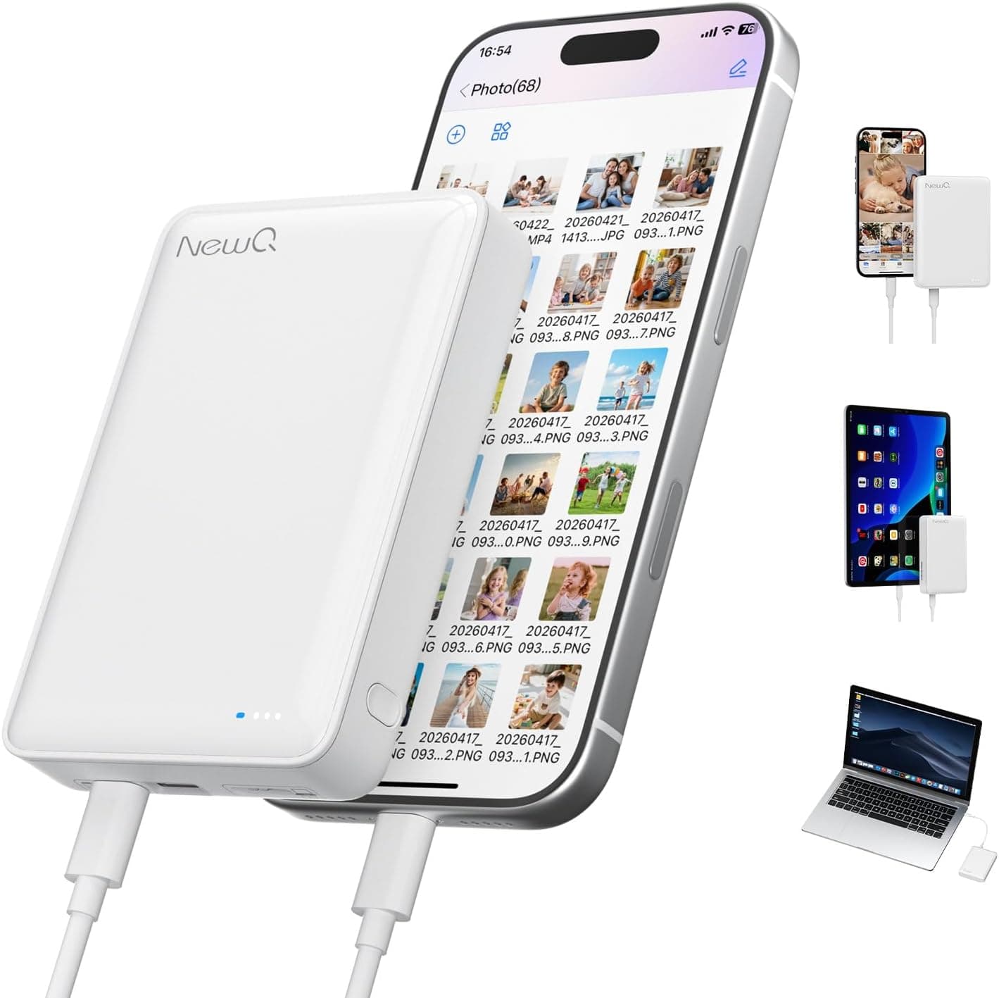 NEWQ 2TB 外付けハードドライブ iPhone Android コンピューター用 写真バックアップ