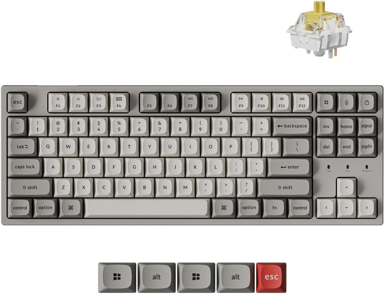 「国内正規品」Keychron C1 Pro カスタム有線メカニカルキーボード USレイアウト Mac・Wins・Linux ホワイトバナナ軸