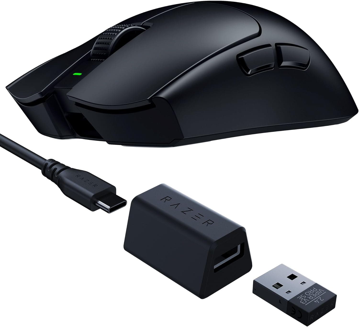 Razer レイザー Viper V3 Pro SE ゲーミングマウス 1000Hzドングル同梱ワイヤレス無線超軽量54g 第 2 世代 Focus Pro 35Kセンサー 35000DPI 最大95時間駆動高速無線オプティカルスイッチ 6ボタン USB Type C ケーブル – PVC ヴァイパー ブイス