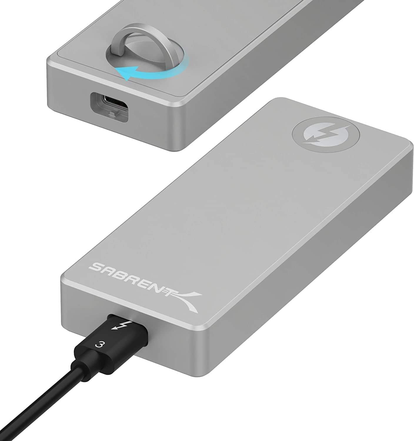 SABRENT Thunderbolt 3認定 M.2 NVMe SSD ツールフリー ソリッドアルミニウムエンクロージャ(EC-T3NS)。