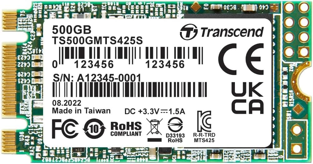 Transcend 500GB MTS425S M.2 2242 SATA III SSD 内蔵ソリッドステートドライブノートパソコンとPCデスクトップに対応 SLCキャッシュ B+Mキー 最大530