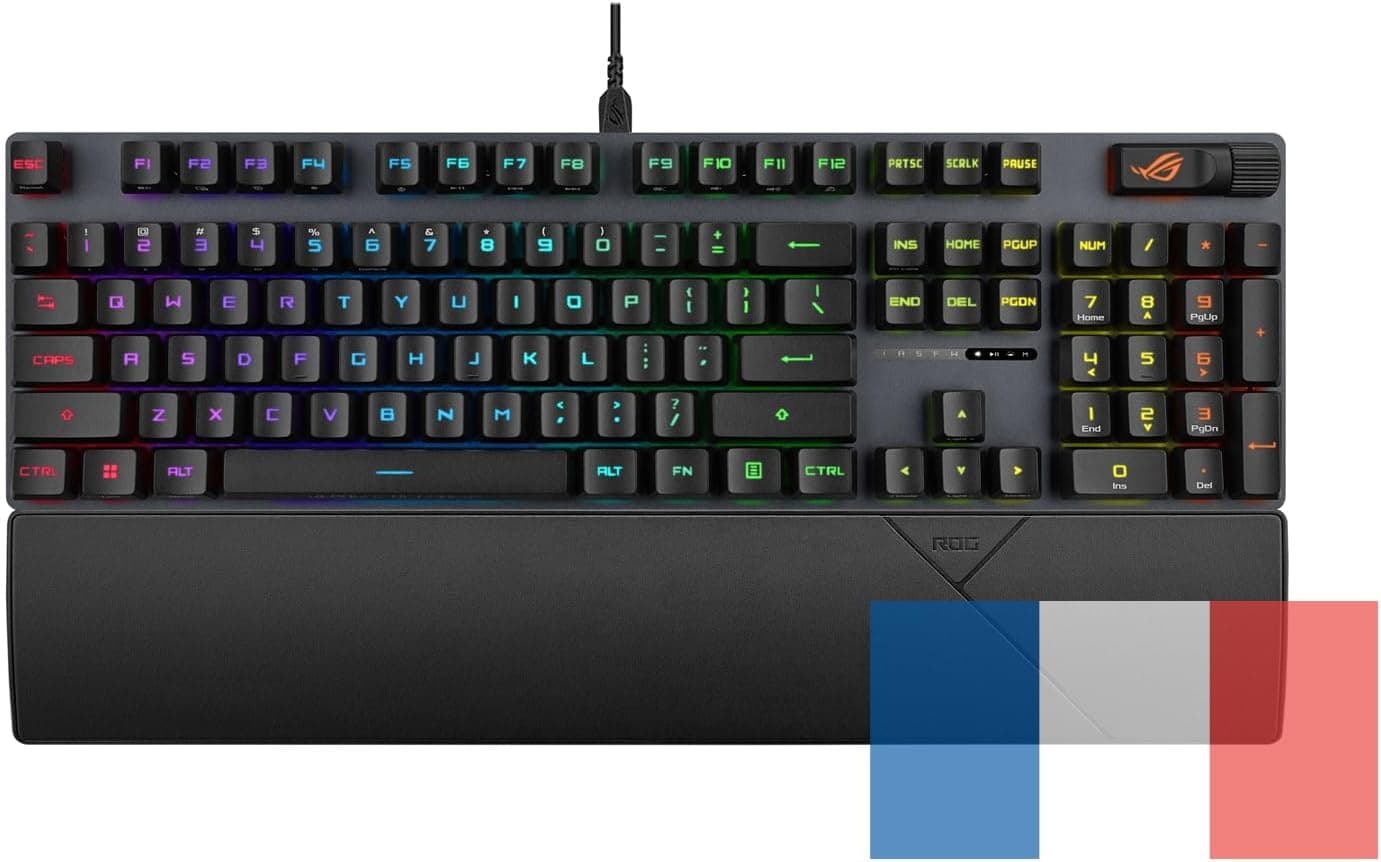 ASUS ROG Strix Scope II RX - メカニカル光学キーボード ROG RXスイッチ IP57防水認証 PBTキーボードキー 多機能コントロールリストレスト AZERTY