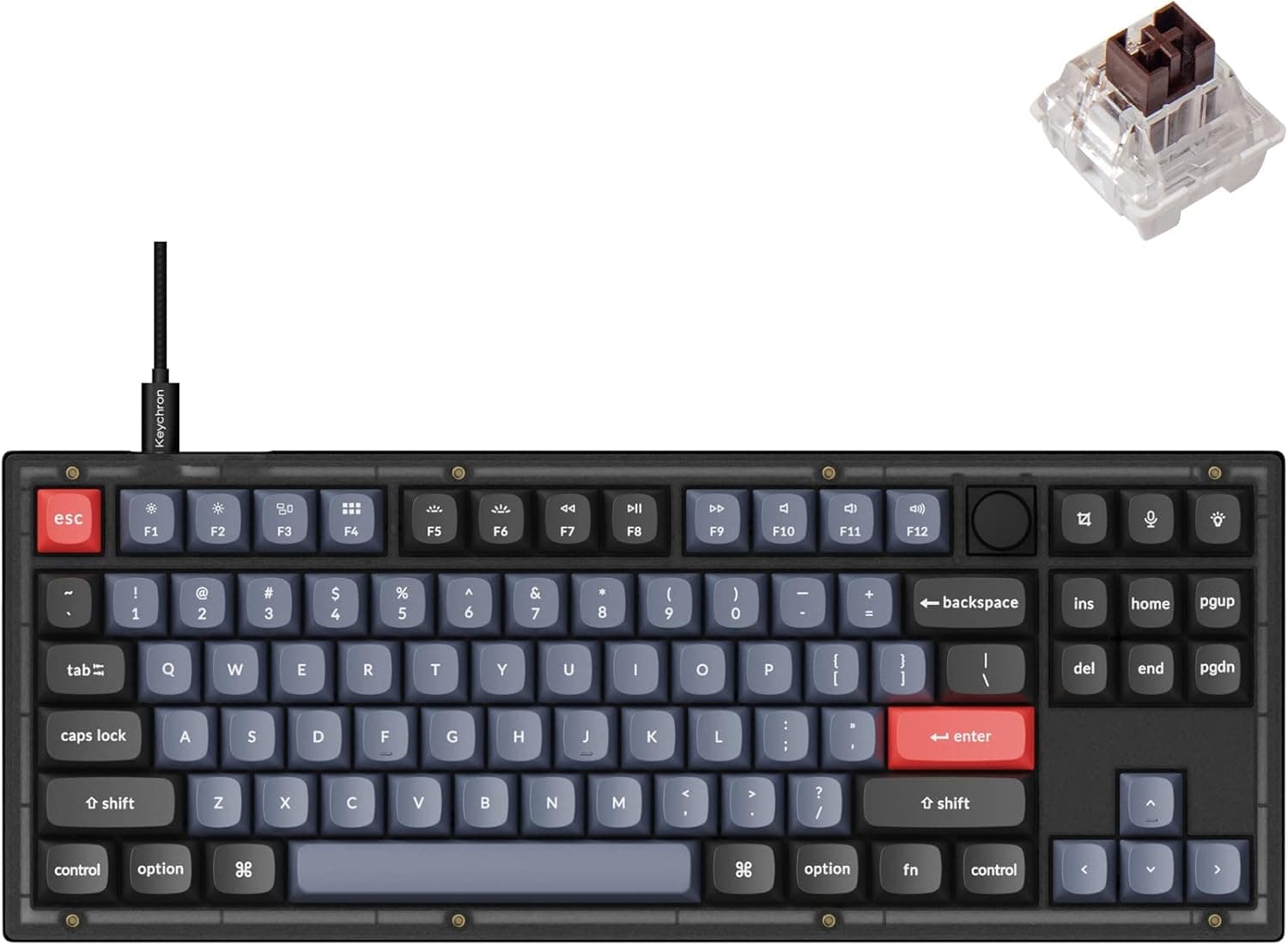 Keychron V3 有線カスタムメカニカルキーボードノブバージョン TKL QMK