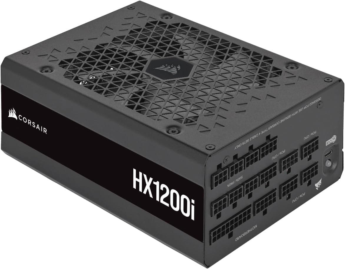CORSAIR HX1200i 完全モジュラー超低ノイズATX電源 - ATX 3.0 & PCIe 5.0準拠 - 流体ダイナミックベアリングファン - CORSAIR iCUEソフトウェア互換 - 80プラスプラチナ効率 - ブラック