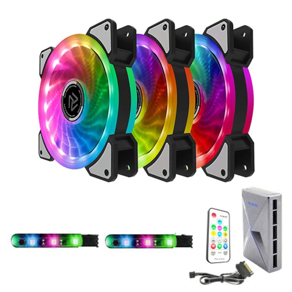 RGB Fans 120mm 3個パックゲーミングPCファン高性能PC冷却ファン低騒音コントローラー付きコンピューターケースファン
