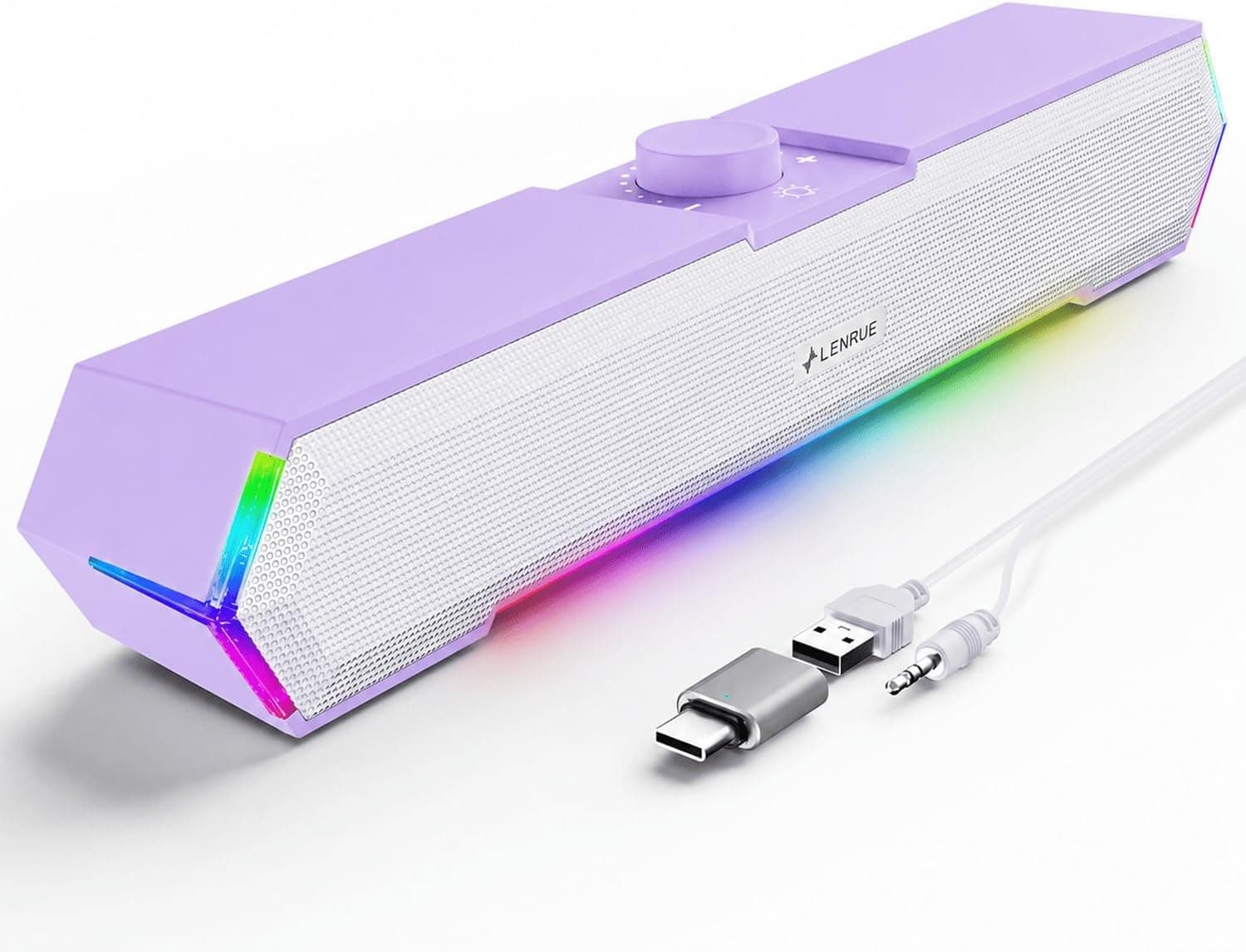 LENRUE G11 デスクトップ用コンピュータースピーカー タッチライト PCスピーカー サージクリアサウンド付き USB C
