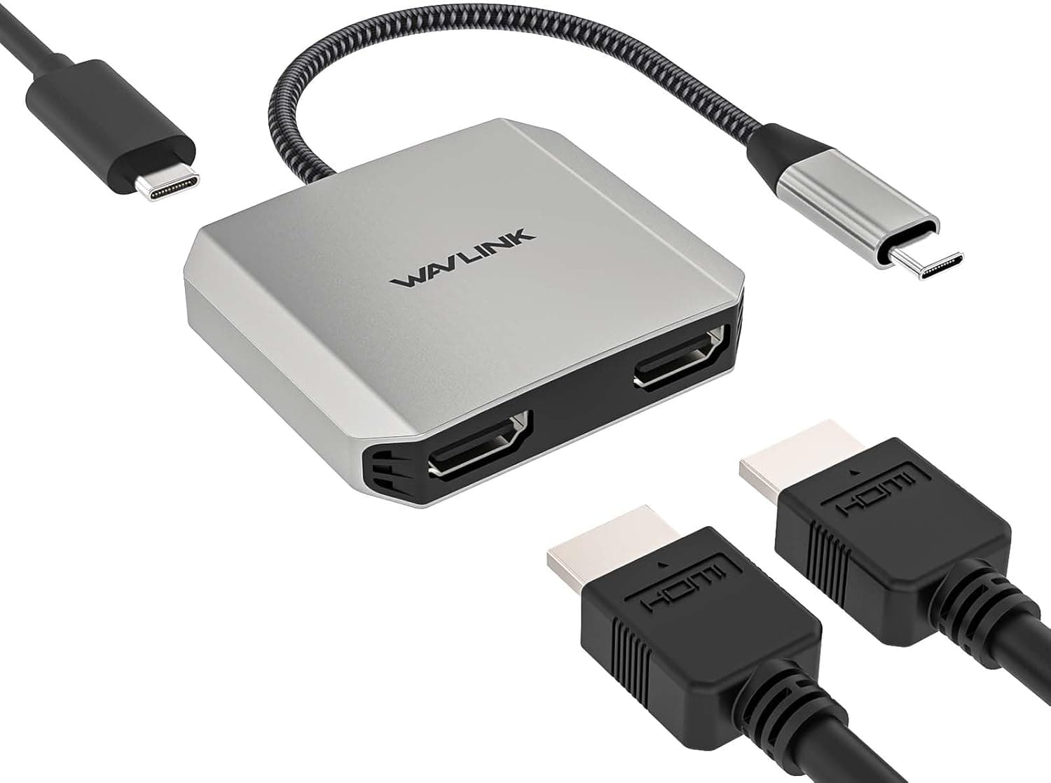 WAVLINK USB C HDMI 変換アダプタ Type C デュアルポートアダプタ2*HDMI アダプタ87W 出力 2ｘ4K＠30Hz MacBook Pro 2019
