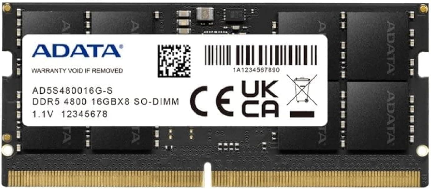ADATA Premier 16GB (1x16GB) DDR5 4800MHz CL40 PC5-38400 262ピン SODIMM メモリ RAM。