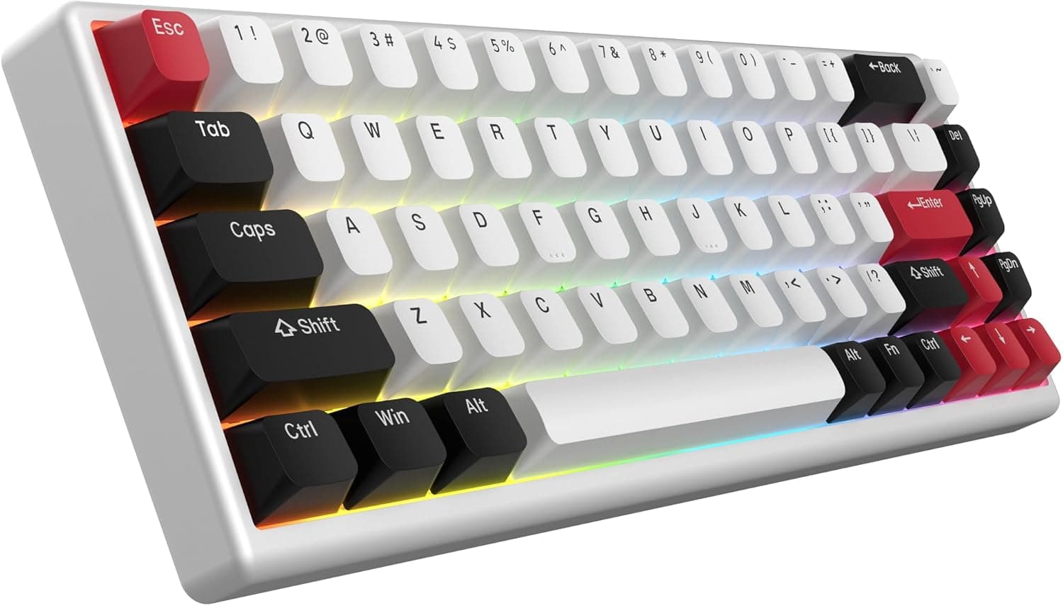 ARBITER Polar 65 - CNC 磁気ゲーミングキーボードラピッドトリガー ホールエフェクトスイッチ CNCアルミニウムフレームラピッドトリガー 65%コンパクトブライトRGB デュアルショット PBT キーキャップ - Ronin Red - Gin