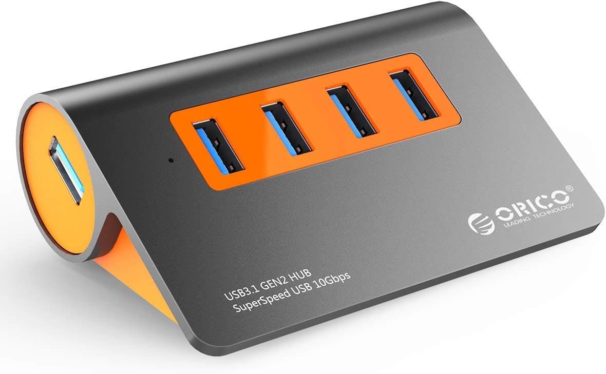 【10Gbps高速転送】ORICO USB3.1ハブ Gen2 4ポート USBハブ 12V2A 電源アダプター付き 1mUSBケーブル付 OTG機能対応高放熱アルミ M3H4-G2