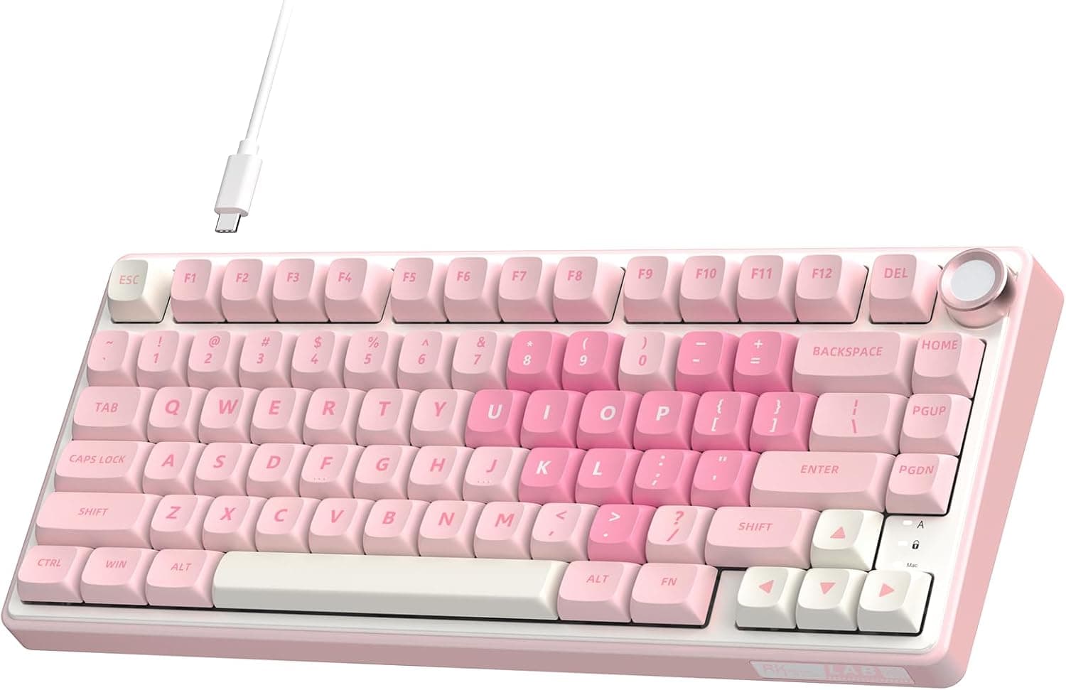 RK ROYAL KLUDGE R75 メカニカルキーボード有線ボリュームノブ付き 75%キーボードガスケットマウントホットスワッパブルクリーミーサウンド MDAプロファイル PBTキーキャップピンク